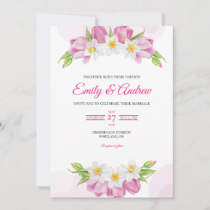 Convite de Casamento Floral com Narciso e Tulipa R