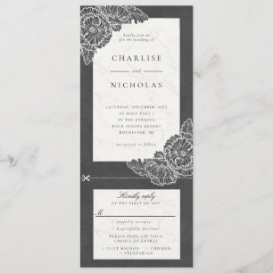 Convite de casamento floral com papoulas brancas e