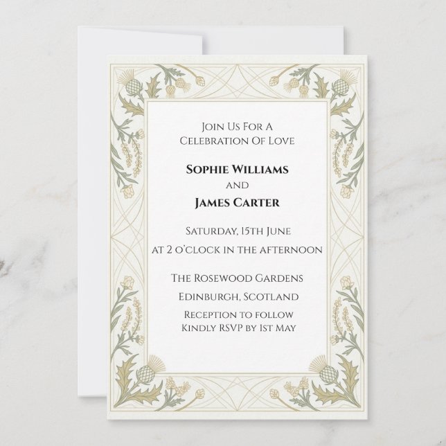 Convite de Casamento Floral com Renda Prata (Frente)