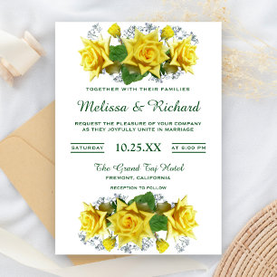 Convite de Casamento Floral com Rosas Amarelas Bri