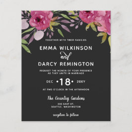 Convite De Casamento Floral Cor De Água Rosa-Rosa 