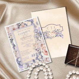 Convite de Casamento Floral Cor de Pêssego