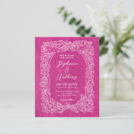 Convite De Casamento Floral Cor-De-Rosa Brilhante 