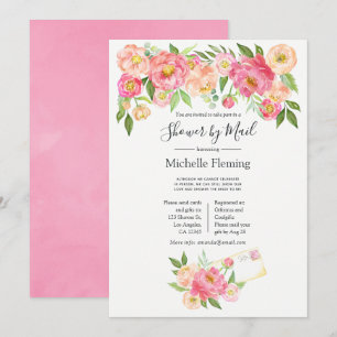 Convite de casamento floral cor-de-rosa para chuve