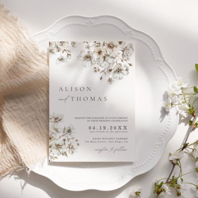Convite de Casamento Floral Creme Boho Rústico (Criador carregado)