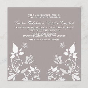 Convite de casamento floral da borboleta do marfim