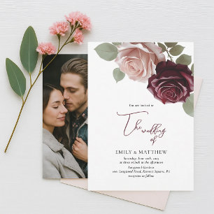 Convite De Casamento Floral Da Elegante Burgundy R