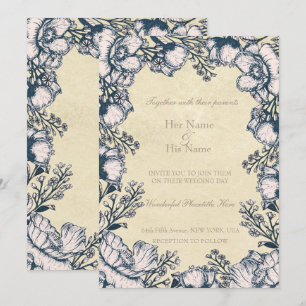 Convite De Casamento Floral Da Flor Rustic Vintage