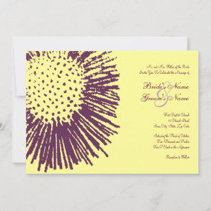 Convite De Casamento Floral De Abstrato Púrpura E