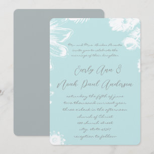 Convite De Casamento Floral De Aqua Blue Teal Vint