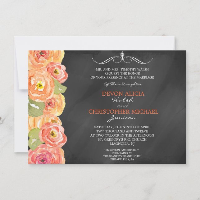 Convite de casamento Floral de Aquarela de Queda d (Frente)