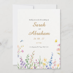 Convite De Casamento Floral De Aquarela Elegante