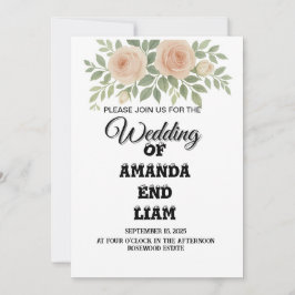 Convite De Casamento Floral De Aquarela Elegante -