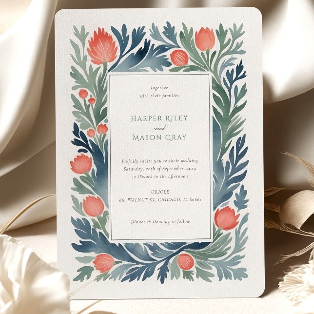 Convite De Casamento Floral De Aquarela Elegante (Criador carregado)