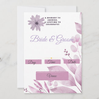 Convite de Casamento Floral de Aquarela Lilás | Um