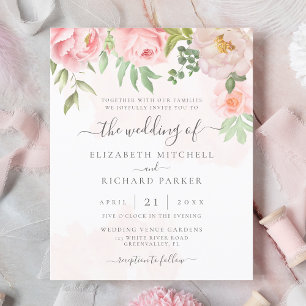 Convite De Casamento Floral De Aquarela Orçamenta