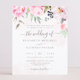 Convite De Casamento Floral De Aquarela Orçamental