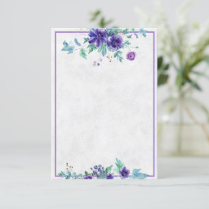 Convite de casamento floral de aquarela roxa orçam