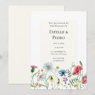 Convite De Casamento Floral De Beige Green Waterco