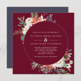 Convite De Casamento Floral De Berry, Quadrado