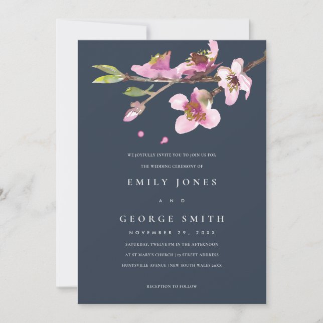 CONVITE DE CASAMENTO FLORAL DE BLOSSOM DE CHERRY m (Frente)