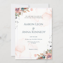 Convite De Casamento Floral De Blush
