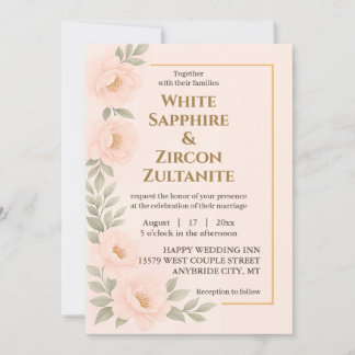 Convite De Casamento Floral De Blush Com Quadro Do