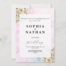Convite De Casamento Floral De Blush Elegante