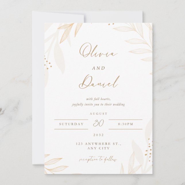 Convite De Casamento Floral De Blush Elegante | Ed (Frente)