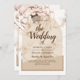 Convite de casamento Floral de Champanhe Rosa Leve