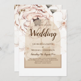 Convite de casamento Floral de Champanhe Rosa Leve