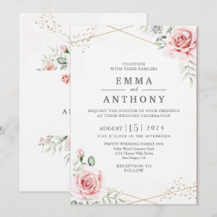 Convite De Casamento Floral De Cor De Água De Blus