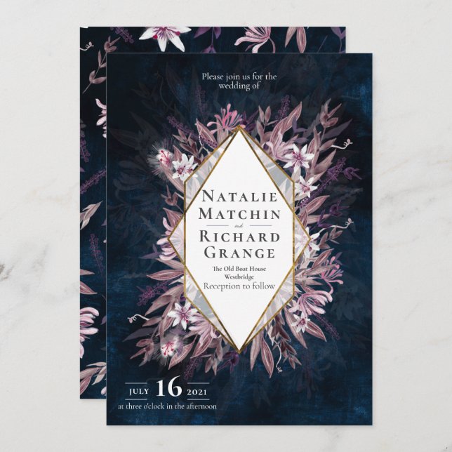 Convite de casamento floral de country art, convit (Frente/Verso)