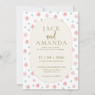 Convite De Casamento Floral De Creme De Aquarela