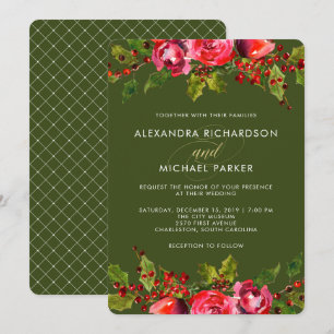 Convite De Casamento Floral De Feriado Verde Profu