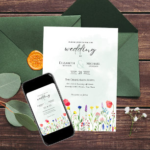 Convite de casamento Floral de Flores Selvagens ou