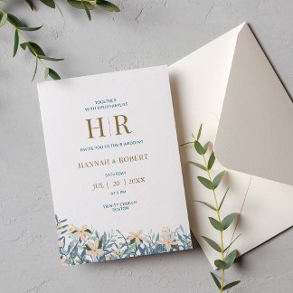 Convite de Casamento Floral de Flores Silvestres M