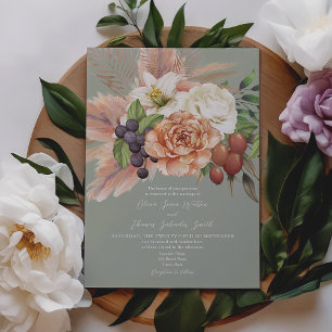 Convite de Casamento Floral de Frutas Vintage