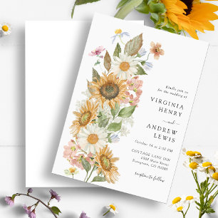 Convite de Casamento Floral de Girassol