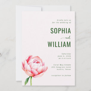 Convite de Casamento Floral de Hortelã Elegante