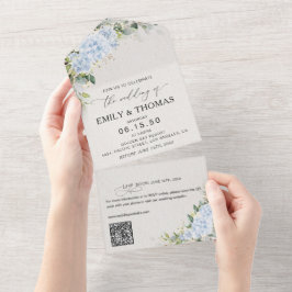 Convite de Casamento Floral de Hortênsia Azul Tudo