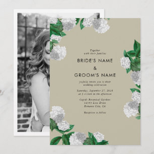 Convite de Casamento Floral de Hortênsia Branca co