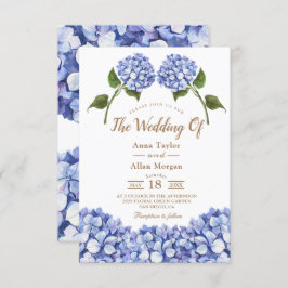 Convite De Casamento Floral De Hydrangea Azul Eleg