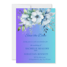 Convite De Casamento Floral De Icy Blue Watercolor