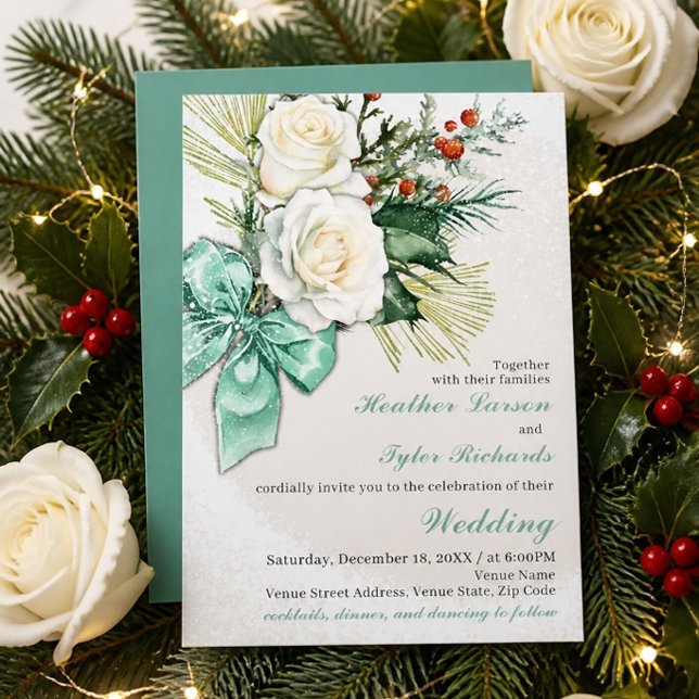 Convite de Casamento Floral de Inverno (Criador carregado)