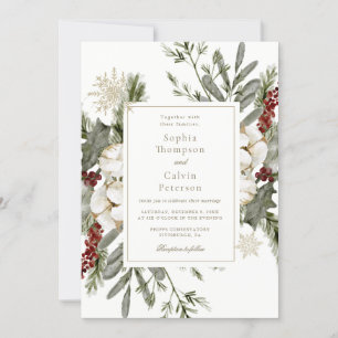 Convite De Casamento Floral De Inverno Elegante
