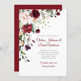 Convite De Casamento Floral De Inverno Vermelho Es