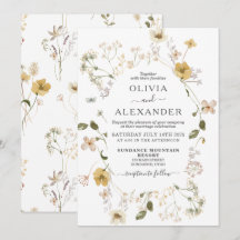 Convite de casamento floral de jardim boho Wildflo