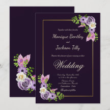 Convite de Casamento Floral de lavanda