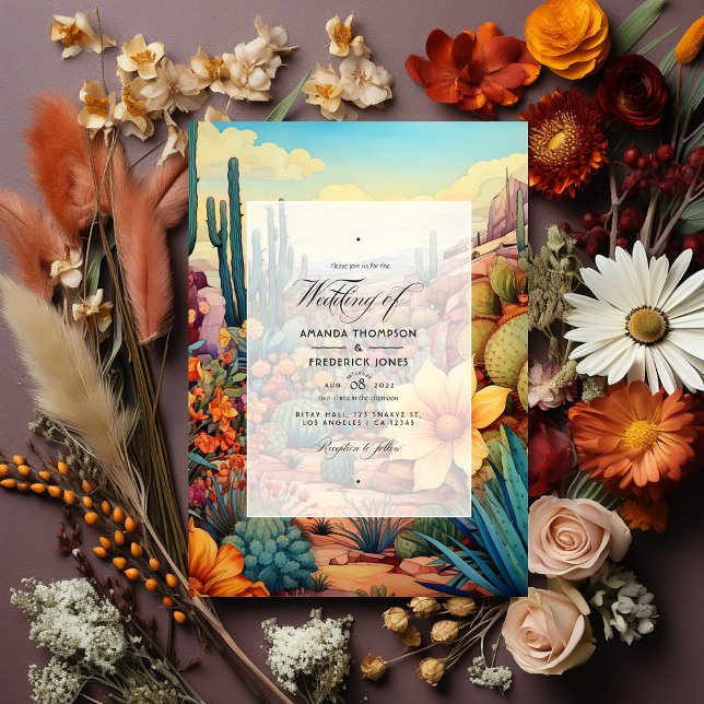 Convite De Casamento Floral De Matizes De Deserto (Desert Hues Wedding)